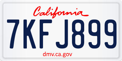 CA license plate 7KFJ899