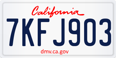 CA license plate 7KFJ903