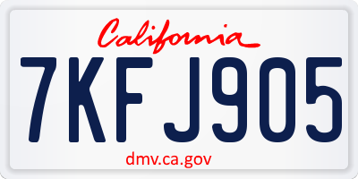 CA license plate 7KFJ905