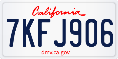 CA license plate 7KFJ906