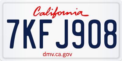 CA license plate 7KFJ908