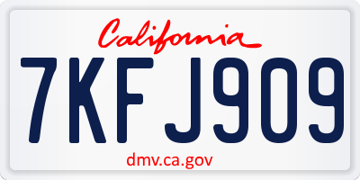 CA license plate 7KFJ909