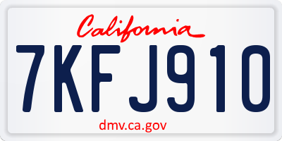 CA license plate 7KFJ910