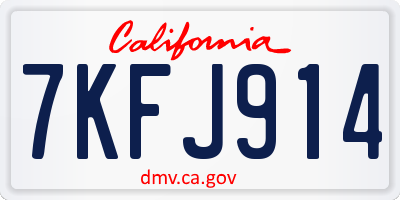 CA license plate 7KFJ914