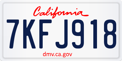 CA license plate 7KFJ918