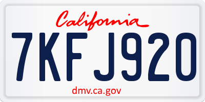 CA license plate 7KFJ920