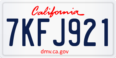 CA license plate 7KFJ921