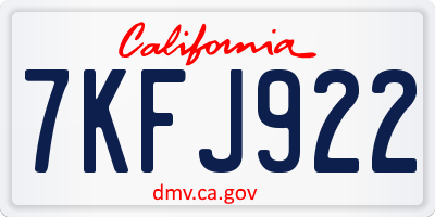 CA license plate 7KFJ922