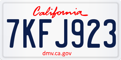 CA license plate 7KFJ923