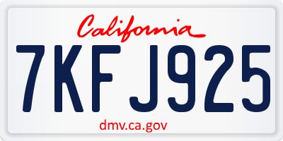 CA license plate 7KFJ925
