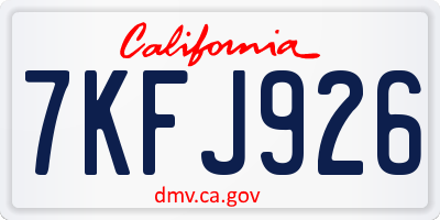 CA license plate 7KFJ926