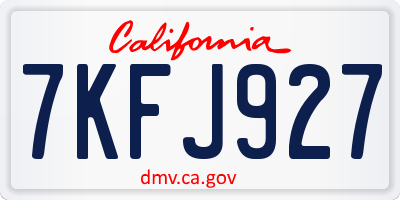 CA license plate 7KFJ927