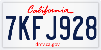CA license plate 7KFJ928
