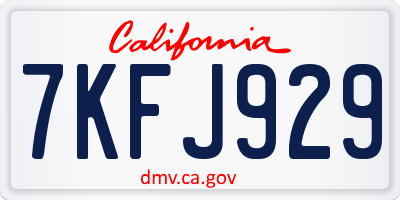 CA license plate 7KFJ929