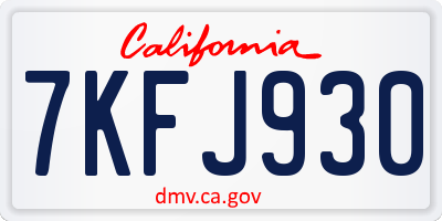 CA license plate 7KFJ930