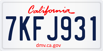 CA license plate 7KFJ931