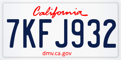CA license plate 7KFJ932