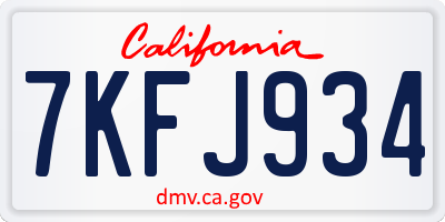 CA license plate 7KFJ934