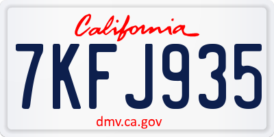 CA license plate 7KFJ935