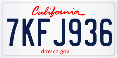CA license plate 7KFJ936
