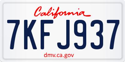 CA license plate 7KFJ937