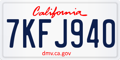 CA license plate 7KFJ940