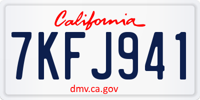 CA license plate 7KFJ941