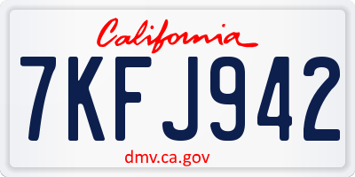 CA license plate 7KFJ942