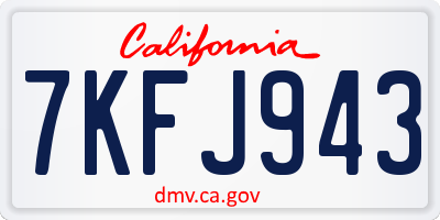 CA license plate 7KFJ943