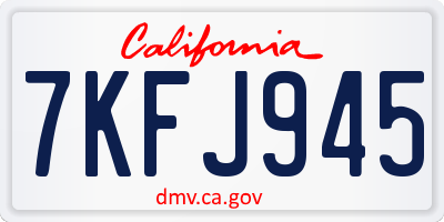 CA license plate 7KFJ945