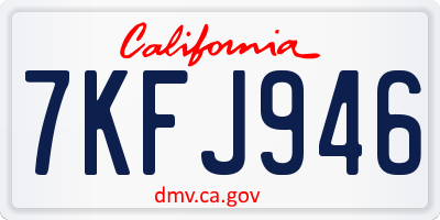 CA license plate 7KFJ946