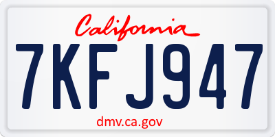 CA license plate 7KFJ947