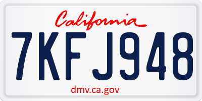 CA license plate 7KFJ948