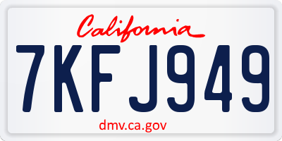 CA license plate 7KFJ949