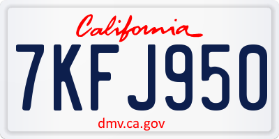 CA license plate 7KFJ950
