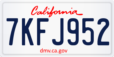CA license plate 7KFJ952