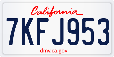 CA license plate 7KFJ953