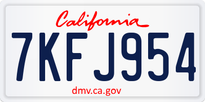 CA license plate 7KFJ954