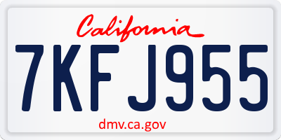 CA license plate 7KFJ955