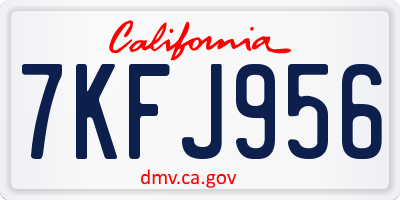 CA license plate 7KFJ956