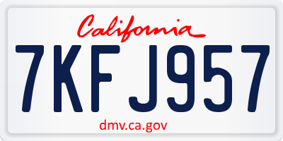 CA license plate 7KFJ957