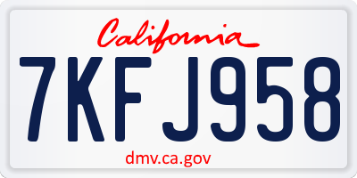 CA license plate 7KFJ958