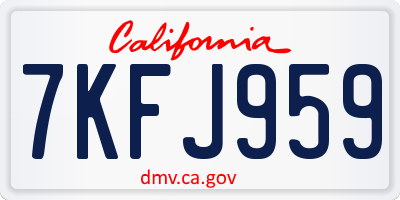 CA license plate 7KFJ959