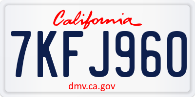 CA license plate 7KFJ960