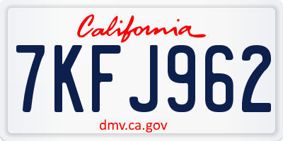 CA license plate 7KFJ962