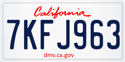 CA license plate 7KFJ963
