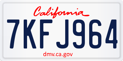 CA license plate 7KFJ964