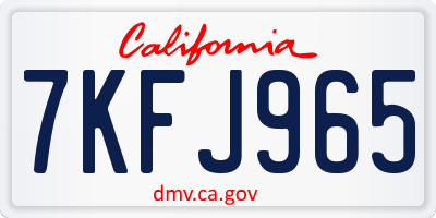 CA license plate 7KFJ965