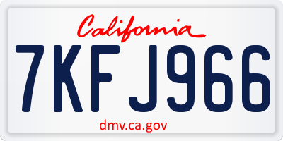 CA license plate 7KFJ966
