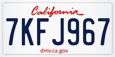 CA license plate 7KFJ967
